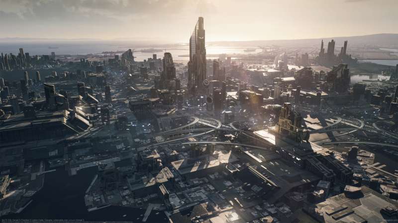 Sci Fi City Unreal 5 Practice Hintergrundbild