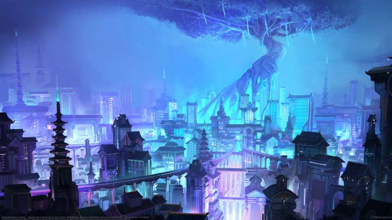 Kamigawa Neon Dynasty - Towashi city Concept art Hintergrundbild