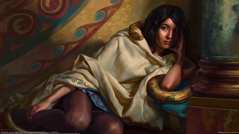 The girl with a snake Hintergrundbild