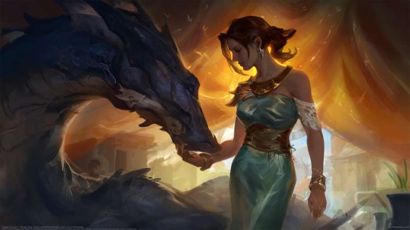 Dragon and girl Hintergrundbild