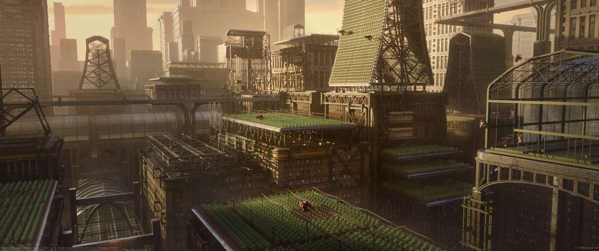 Artificial Detective - Rooftop farms ultrabreit Hintergrundbild