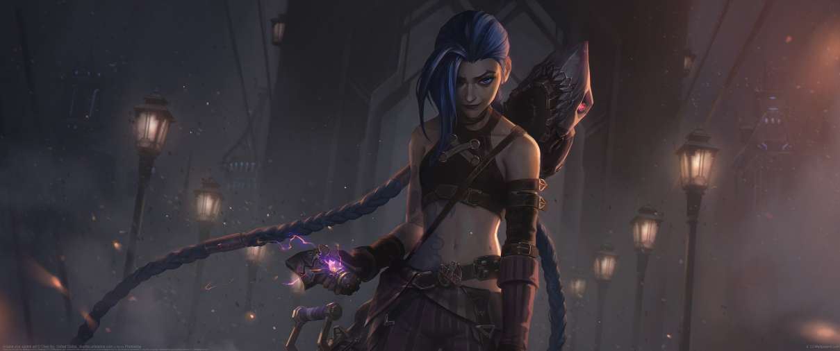 Arcane Jinx splash art ultrabreit Hintergrundbild