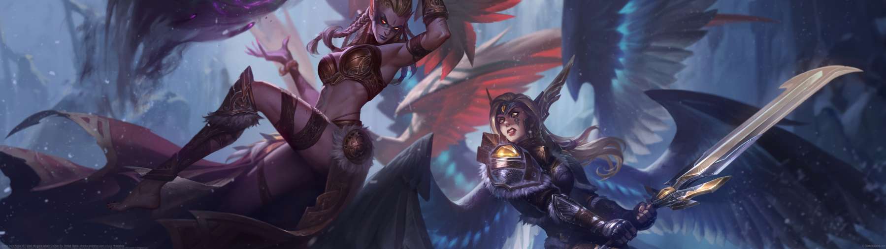 Battle Born Kayle VS Exiled Morgana splash ultrabreit Hintergrundbild