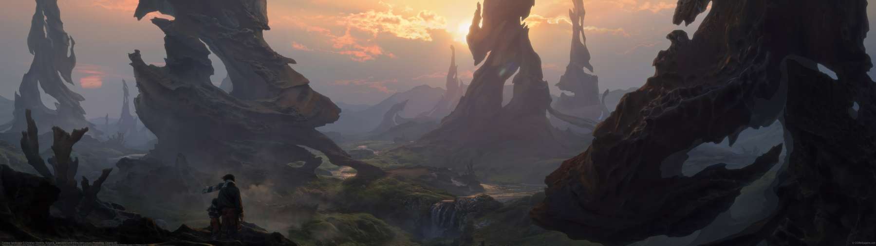 Fantasy landscape ultrabreit Hintergrundbild