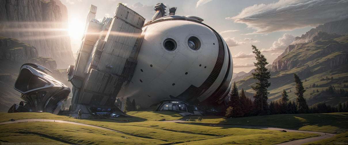 Giant scifi telescope ultrabreit Hintergrundbild