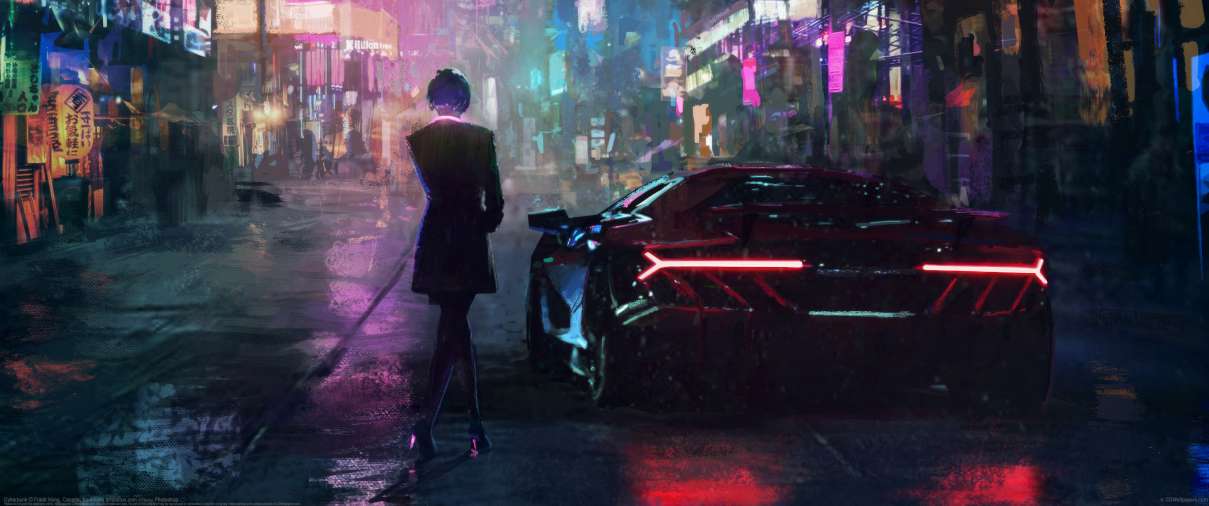 Cyberpunk ultrabreit Hintergrundbild