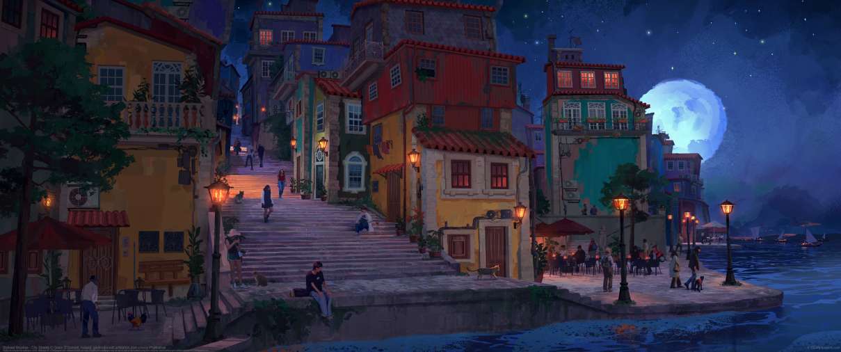 Stylised Brushes - City Streets ultrabreit Hintergrundbild