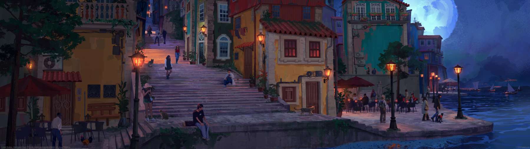 Stylised Brushes - City Streets ultrabreit Hintergrundbild