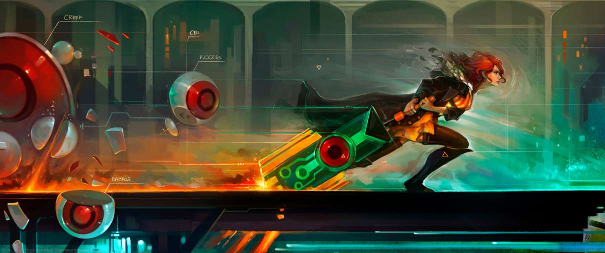 Red Run - Transistor fan art ultrabreit Hintergrundbild