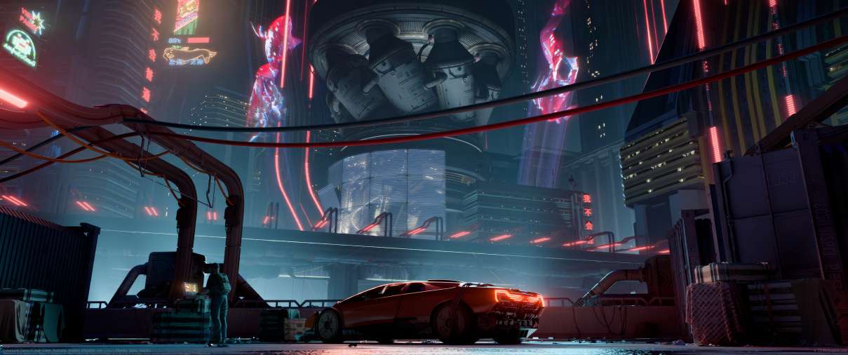 Cyberpunk Demo ultrabreit Hintergrundbild