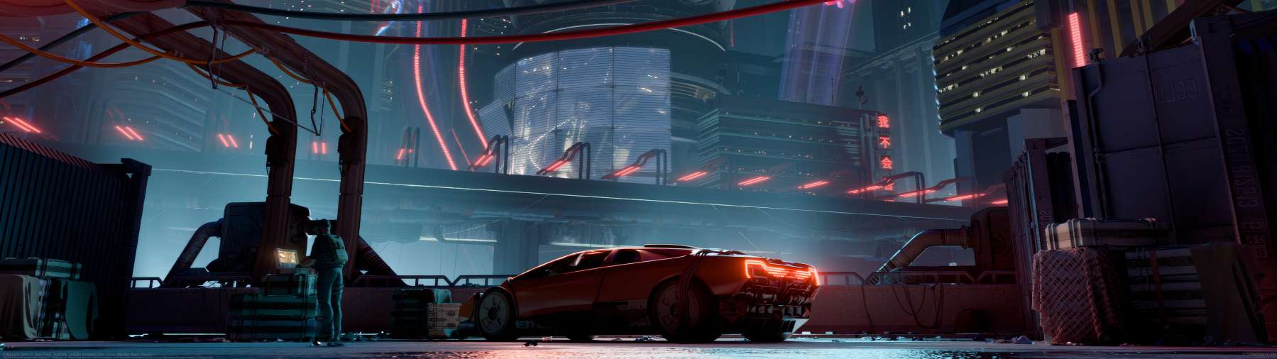 Cyberpunk Demo ultrabreit Hintergrundbild