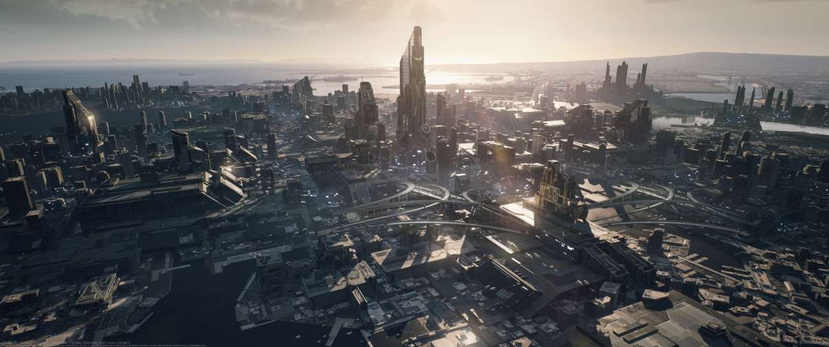 Sci Fi City Unreal 5 Practice ultrabreit Hintergrundbild