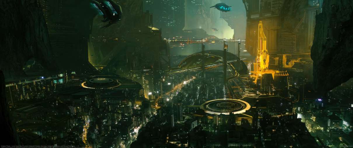 Eclipse Phase - Lunar Cave City ultrabreit Hintergrundbild
