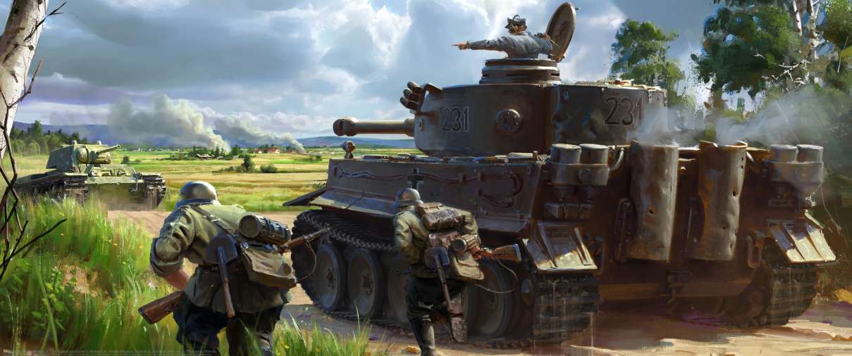 Tank Squad key illustration: A Tiger's close encounter ultrabreit Hintergrundbild