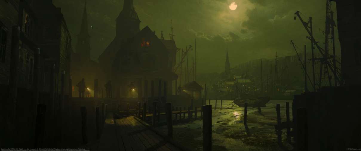 Illustration for 'CTHULHU - Death may die': Innsmouth ultrabreit Hintergrundbild