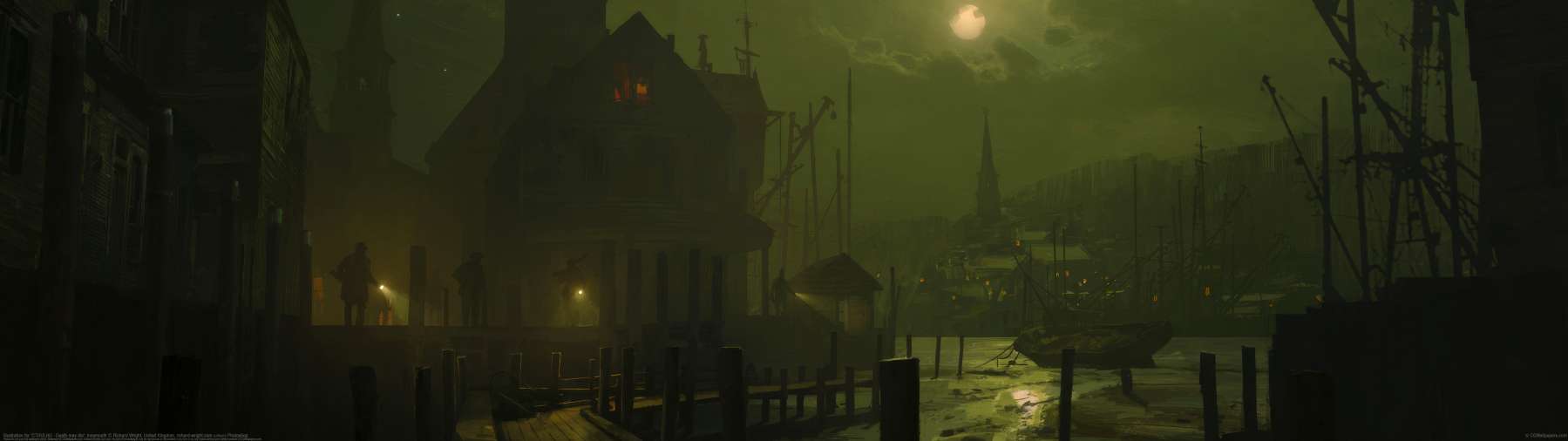 Illustration for 'CTHULHU - Death may die': Innsmouth ultrabreit Hintergrundbild