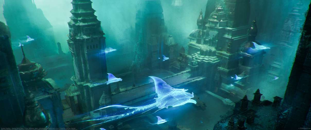 Sunken Kingdom - Soaring Manta Rays ultrabreit Hintergrundbild