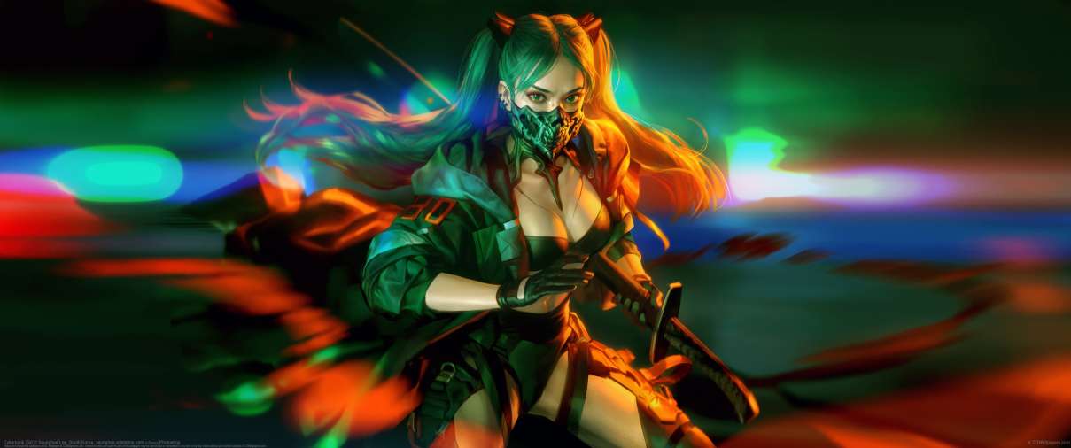Cyberpunk Girl ultrabreit Hintergrundbild