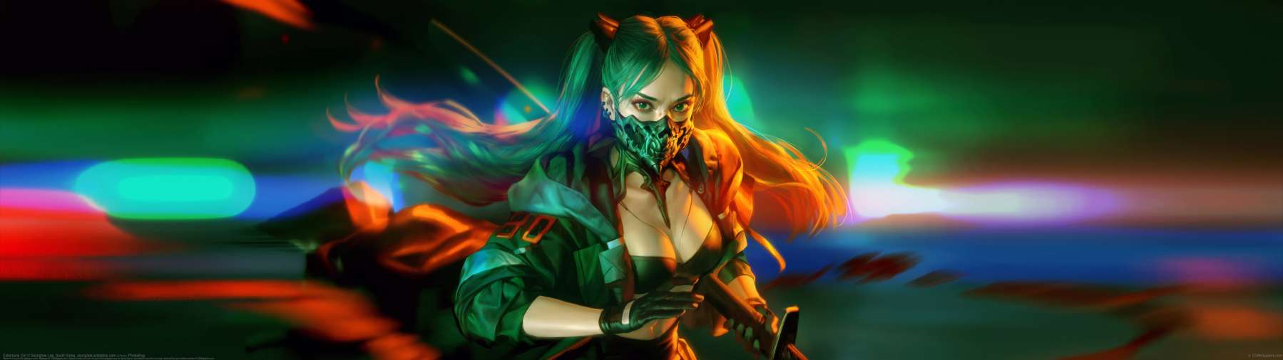 Cyberpunk Girl ultrabreit Hintergrundbild