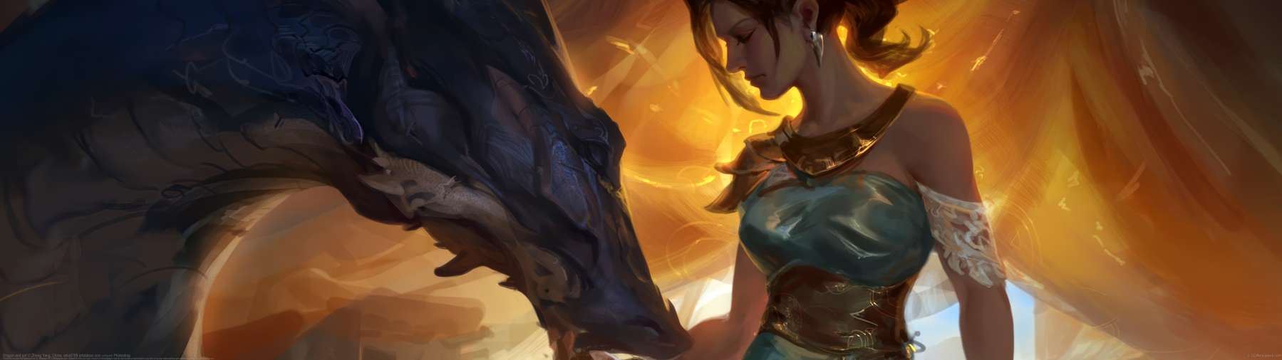 Dragon and girl ultrabreit Hintergrundbild