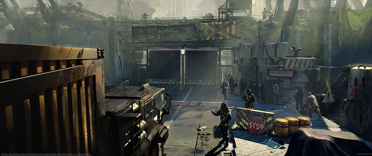 Cyberpunk 2077: Phantom Liberty - The Wall ultrabreit Hintergrundbild