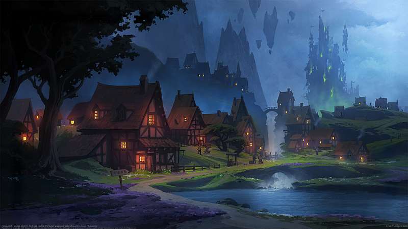 Fablecraft - village night Hintergrundbild
