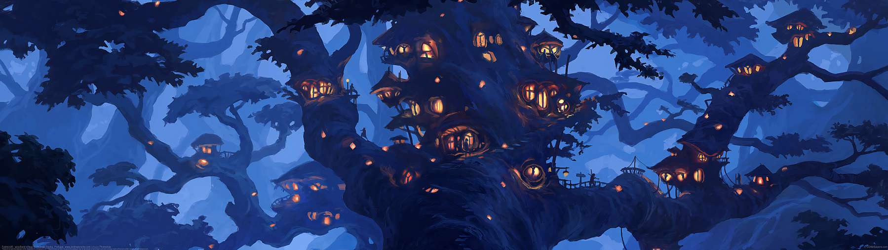 Fablecraft - woodland village ultrabreit Hintergrundbild
