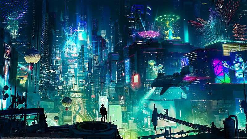 Cyberpunk City Hintergrundbild
