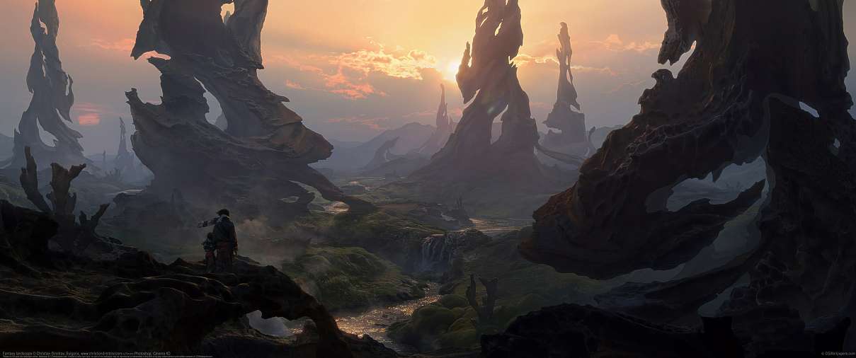 Fantasy landscape ultrabreit Hintergrundbild