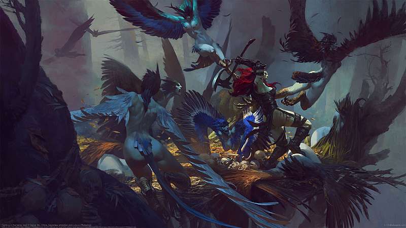 Fighting in the harpy nest  Hintergrundbild