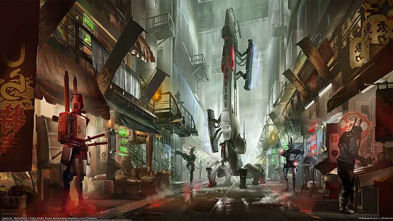 Cyberpunk - Market Patrol Hintergrundbild