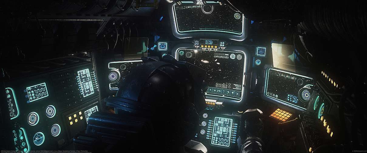Military Space Cockpit ultrabreit Hintergrundbild