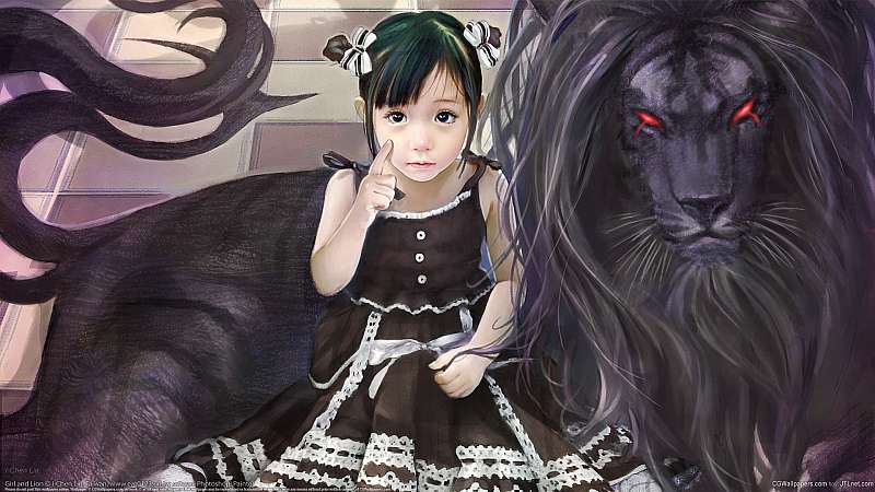 Girl and Lion Hintergrundbild