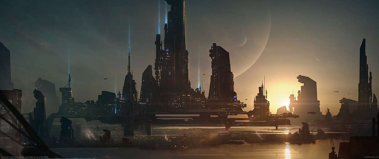 Sci-fi City ultrabreit Hintergrundbild