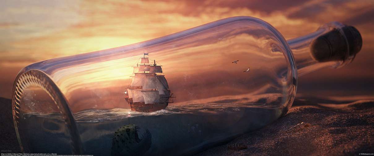 Ship in a Bottle ultrabreit Hintergrundbild