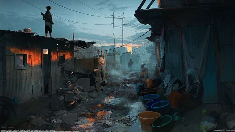 Sunset in the slums Hintergrundbild